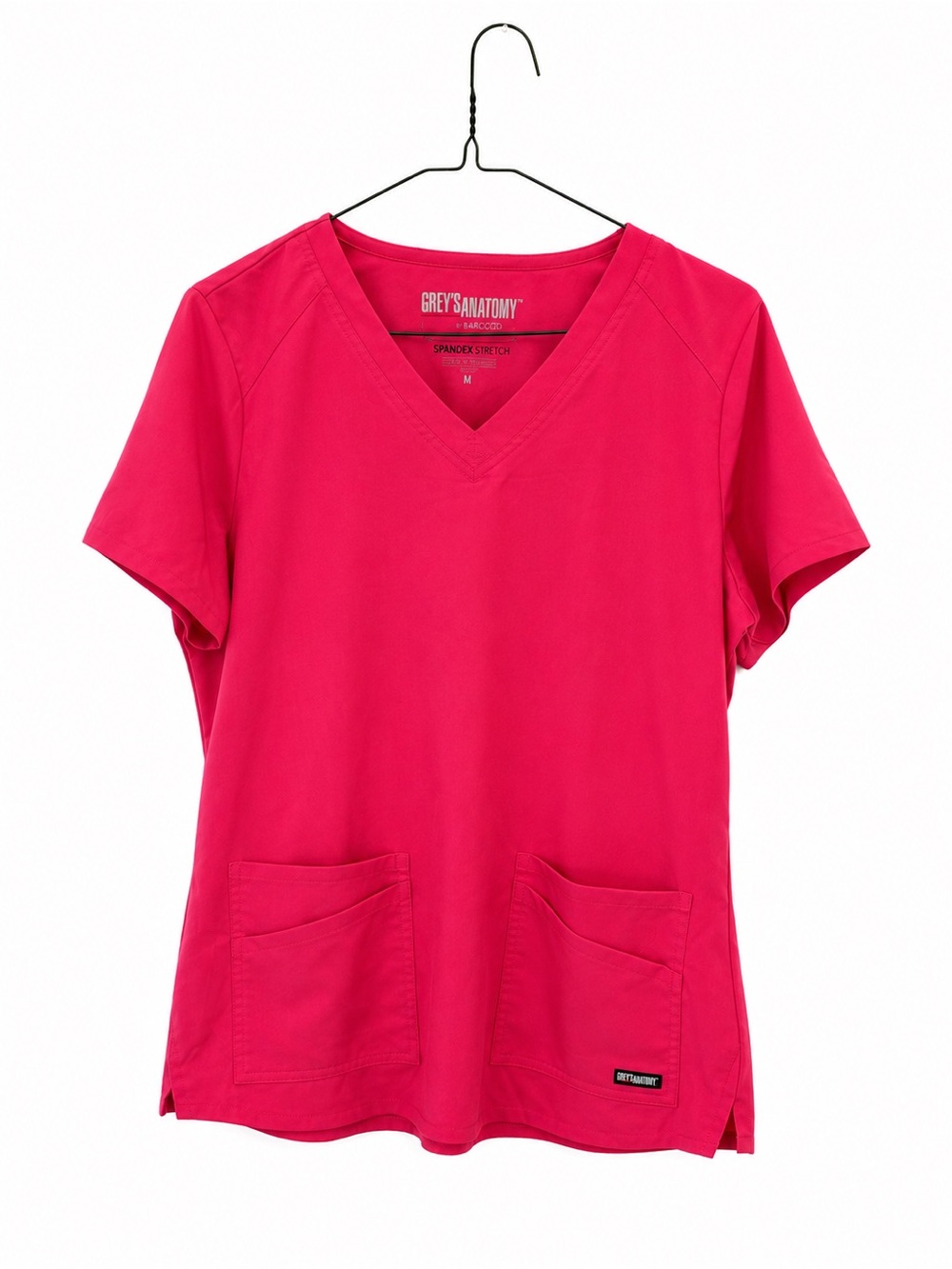 Grey's Anatomy Hot Pink V-Neck Scrub Top with Front Pockets